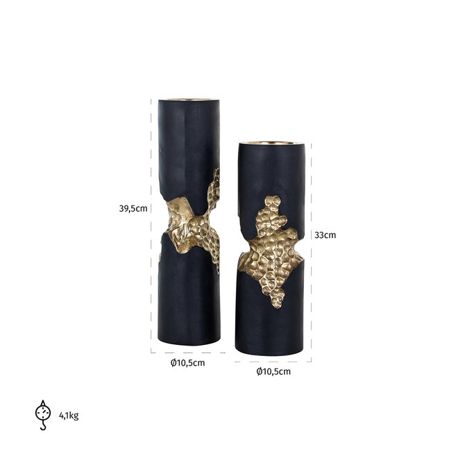 Kandelaar Osiris set van 2 zwart/goud (Black/gold)