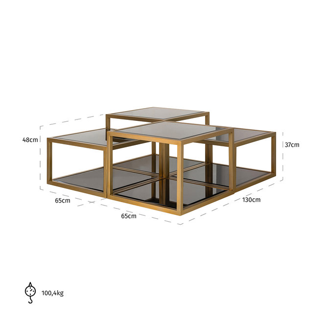 Salontafel Loua set van 4 (Brushed Gold)