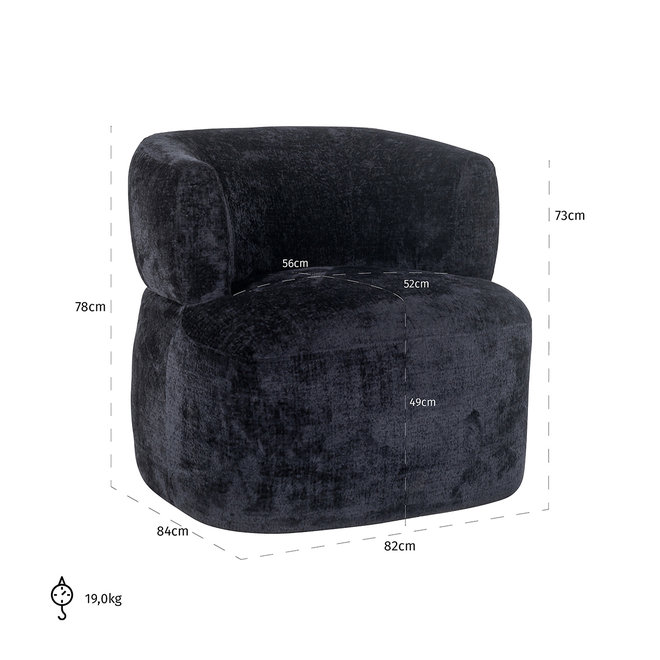 Fauteuil Donna black chenille (Bergen 809 black chenille)