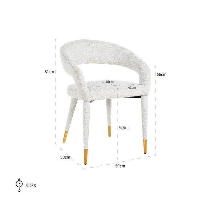 Stoel Gia white bouclé fire retardant (FR-Copenhagen 900 Bouclé White)