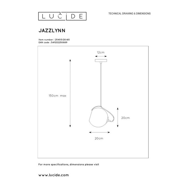 Lucide JAZZLYNN - glas - ø20 cm - fumé -