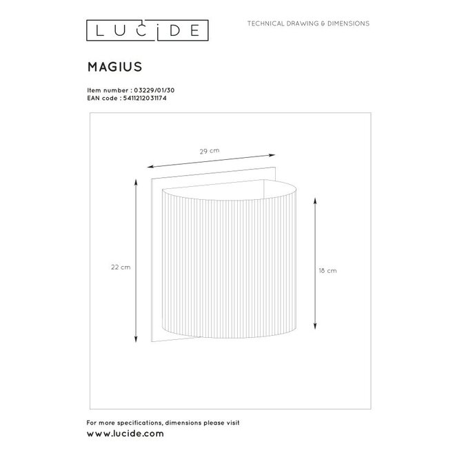 Lucide MAGIUS - wandlamp - 1xE27 - naturel  - 2e kansje