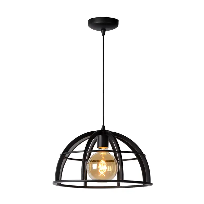 Lucide DIKRA - hanglamp - ø40 cm - 1xE27 - zwart  - 2e kansje