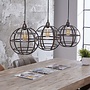Hanglamp 3xø33 globe / antiek koper finish