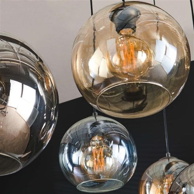 Hanglamp 4+3 multi globe XL / Artic zwart