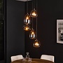 Hanglamp 5L getrapt mix glass shaded / Artic zwart