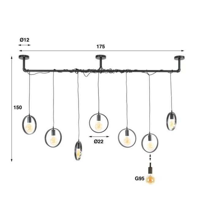 Hanglamp 7L ring wikkel / Charcoal