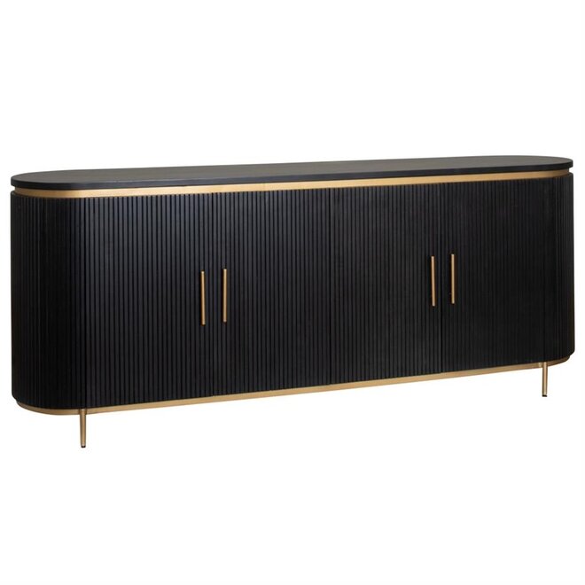 Rivello dressoir 4 drs. - 210x45x85<br />
Mango black olive & brass