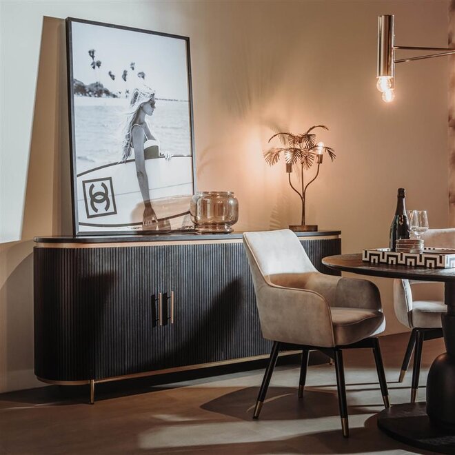 Rivello dressoir 4 drs. - 210x45x85<br />
Mango black olive & brass