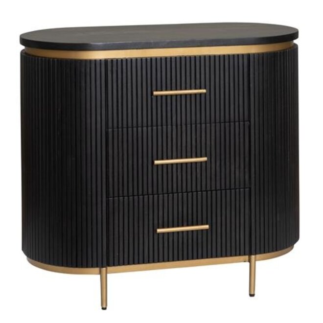 Rivello Ladekast cabinet 3 drws. - 90x45x80<br />
Mango black olive & brass