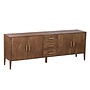 Belvedere dressoir 4 drs. 3 drws. - 220x45x80<br />
Mango dark brown - paint brass finish