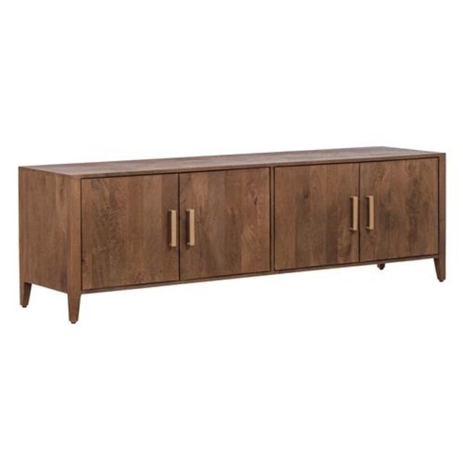 Belvedere TV-Meubel 4 drs. - 180x45x55<br />
Mango dark brown - paint brass finish