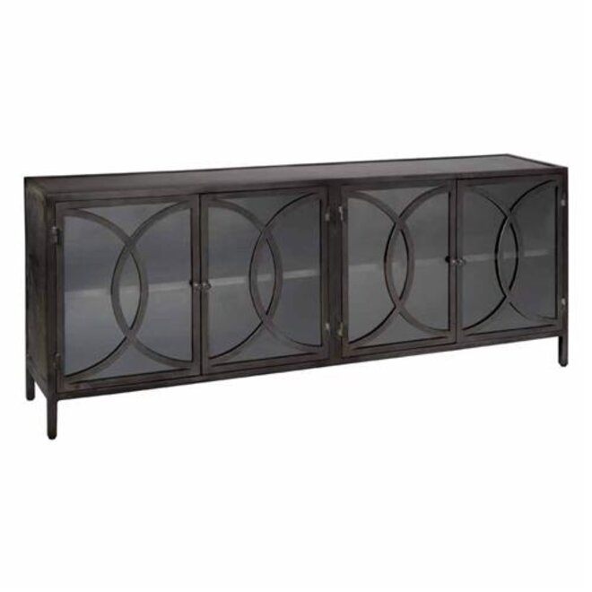 Stelvio metaal dressoir 4 drs - 200x81x40<br />
Gunmetaal