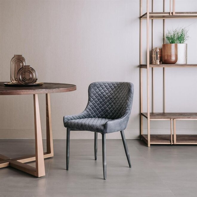 Oledo eetkamerstoel - fabric Bluvel 14 greyFrame: vintage finishing