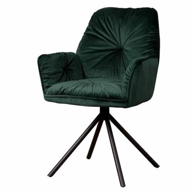 Palma eetkamerstoel met arm - stof: Bluvel 78 green<br />
Frame: black powder coating