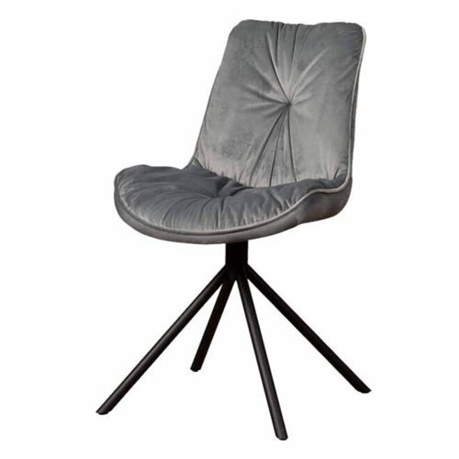 Palma eetkamerstoel - fabric Bluvel 14 grey<br />
Frame: black powder coating