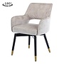 Lenno draaibare eetkamerstoel met arm - stof: Adore 11 Beige<br />
Frame: black painting with chromed golden end - 180 rotation - KD