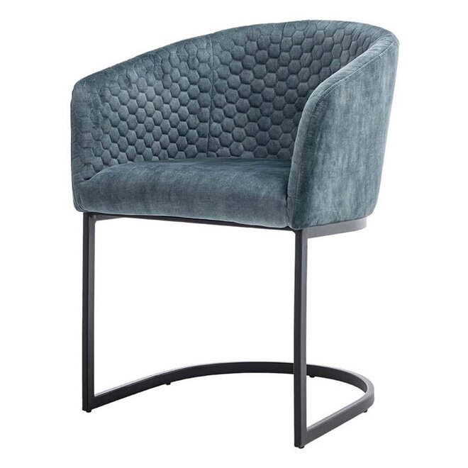 Pellaro eetkamerstoel met arm - stof: Adore 31 Grey blue<br />
Frame: black powder coated