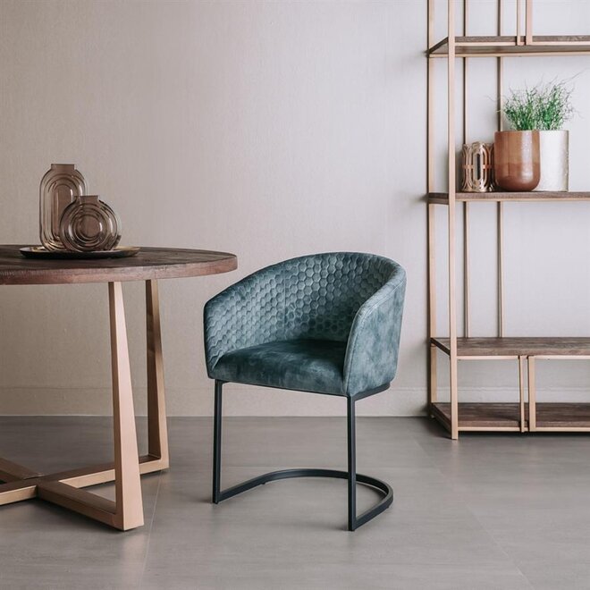 Pellaro eetkamerstoel met arm - stof: Adore 31 Grey blue<br />
Frame: black powder coated