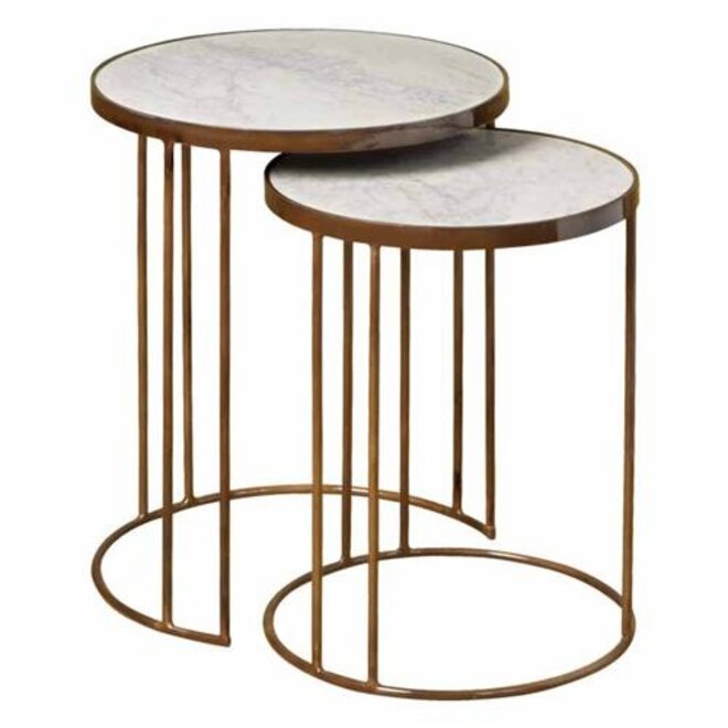 metaale side round table w marble top - set of 2<br />
Powder coating