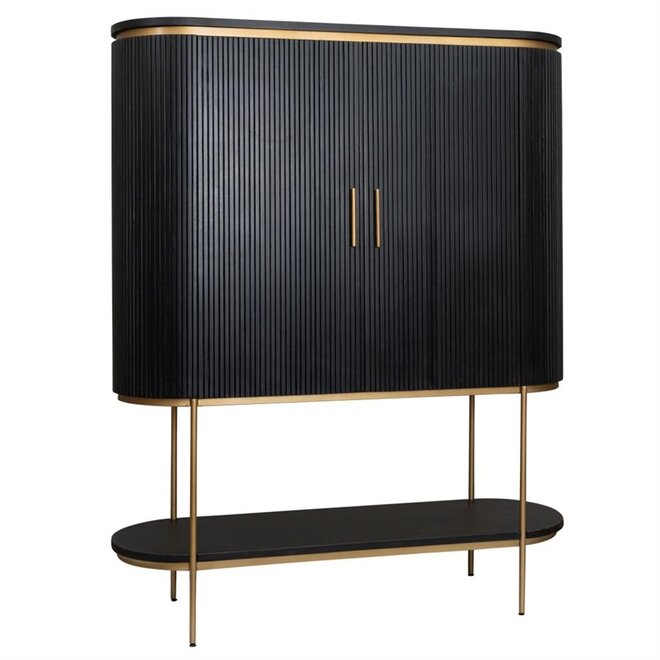 Rivello Wandkast 1 shelf 2 drs.  - 145x45x180<br />
Mango black olive & brass