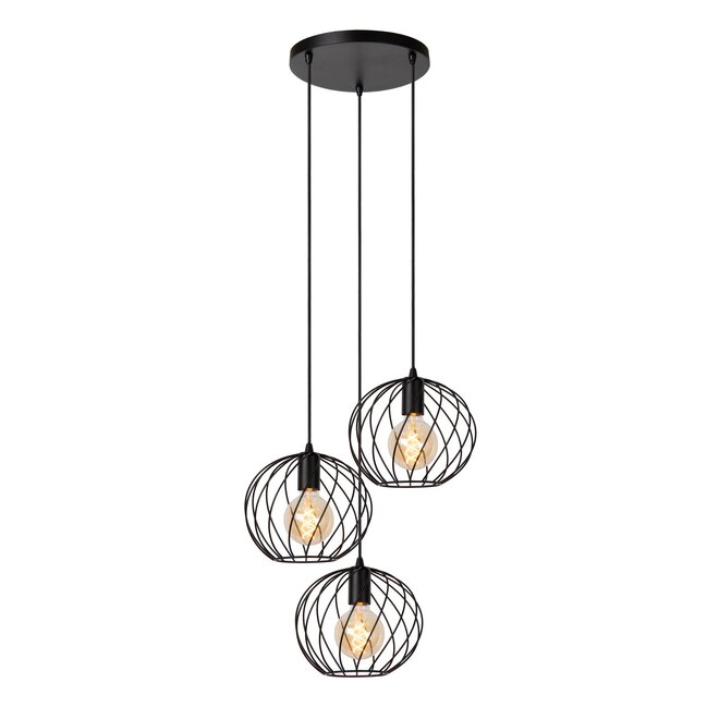 Lucide DANZA - Hanglamp - Ø 50 cm - 3xE27 - Zwart