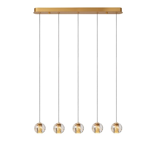 Lucide DILENKO - Hanglamp - LED Dimb. - 5x3,5W 2700K - Mat Goud / Messing