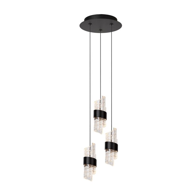 Lucide KLIGANDE - Hanglamp - Ø 25 cm - LED Dimb. - 3x8W 2700K - Zwart