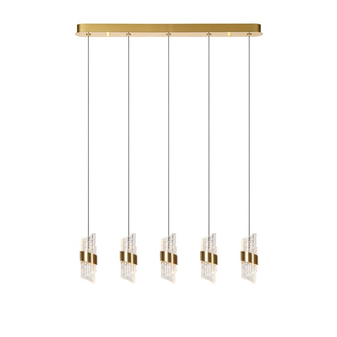 Lucide KLIGANDE - Hanglamp - LED Dimb. - 5x7,8W 2700K - Mat Goud / Messing