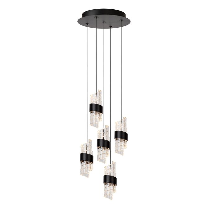Lucide KLIGANDE - Hanglamp - Ø 30 cm - LED Dimb. - 5x8W 2700K - Zwart
