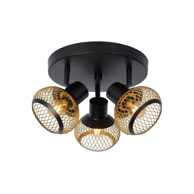 Lucide LUCAS - Plafondspot - 3xE14 - Mat Goud / Messing