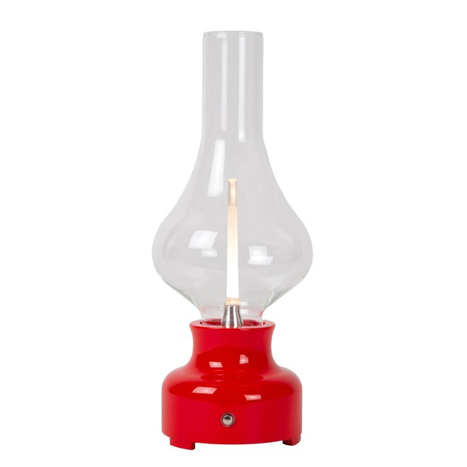 Lucide JASON - Oplaadbare Tafellamp - Accu/Batterij - LED Dimb. - 1x2W 3000K - 3 StepDim - Rood