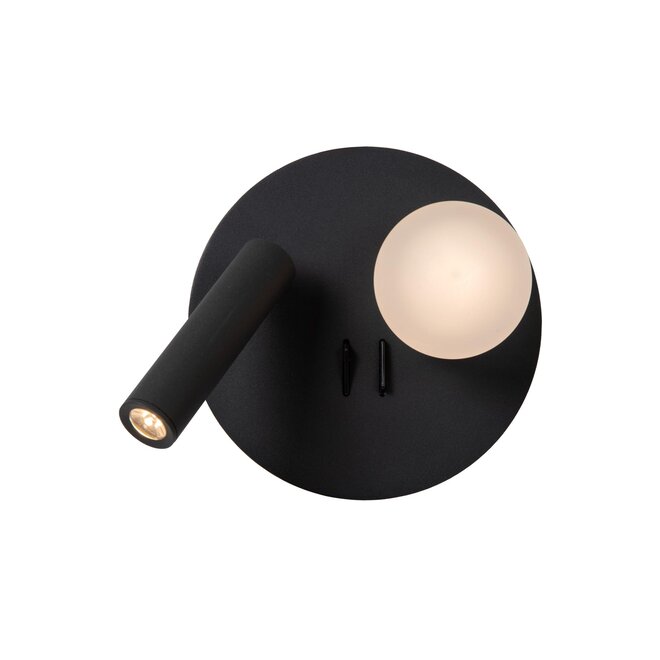 Lucide MATIZ - Bedlamp - LED - 1x3,7W 3000K - Met USB oplaadpunt - Zwart