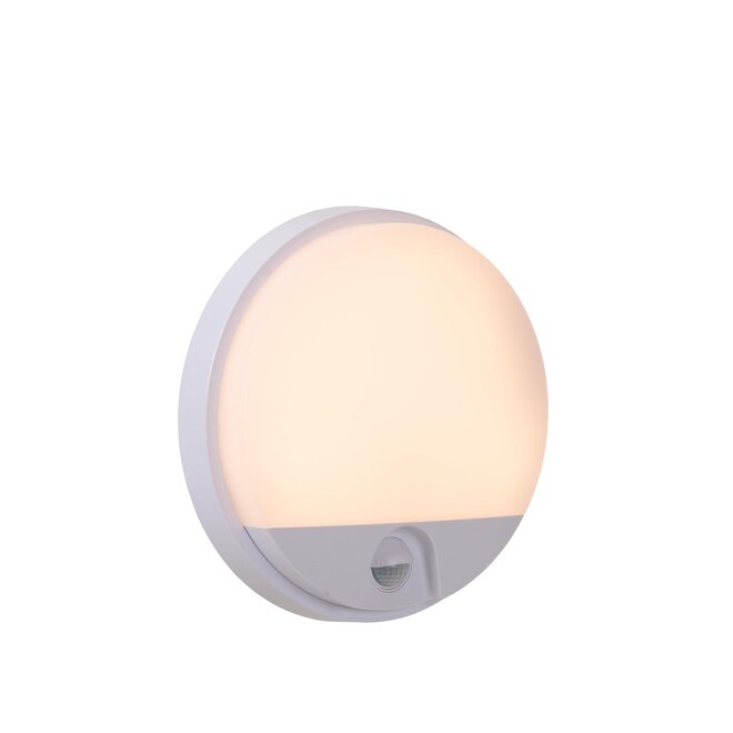 Lucide HUPS IR - Wandlamp Buiten - LED - 1x10W 3000K - IP54 - Beweging & dag/nacht sensor - Wit