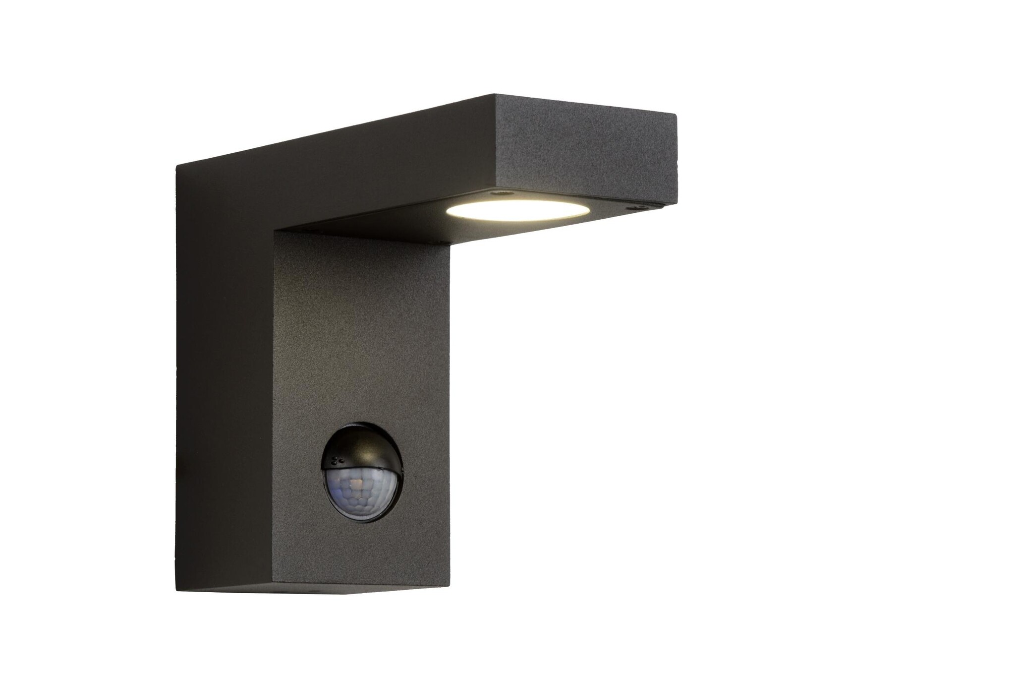 Lucide TEXAS-IR - Wandspot Buiten - LED - 1x7W 3000K - IP54 - Bewegingssensor - Antraciet