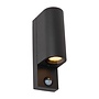 Lucide ZARO IR - Wandspot Buiten - 2xGU10 - IP65 - Bewegingssensor - Zwart