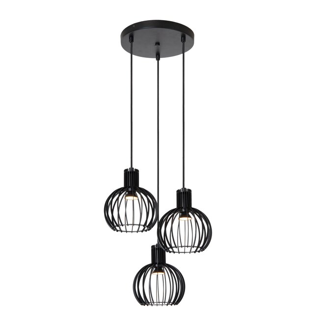 Lucide MIKAELA - Hanglamp - Ø 32 cm - 3xE14 - Zwart
