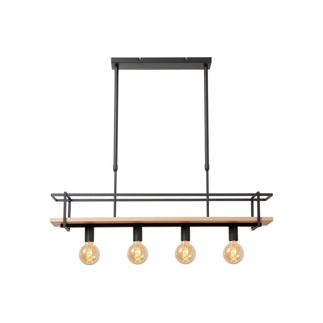 Lucide MILONGA - Hanglamp - 4xE27 - Zwart
