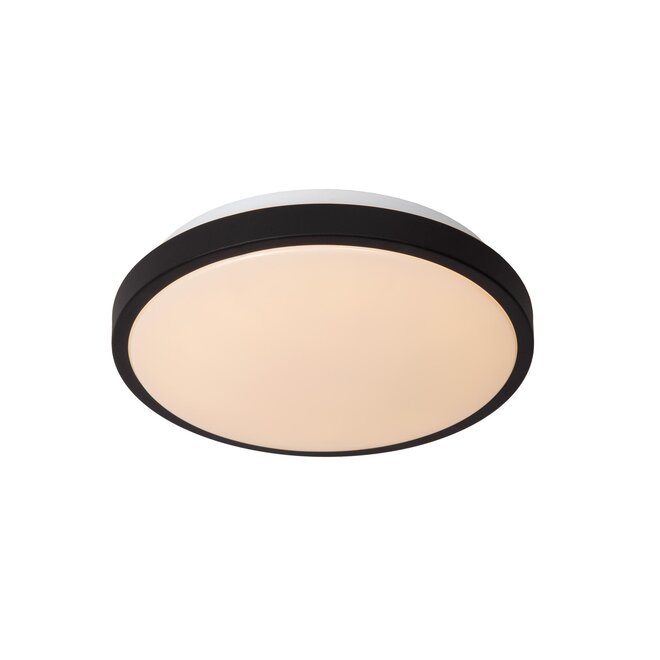 Lucide DASHER - Plafonnière Badkamer - Ø 29,3 cm - LED - 1x12W 2700K - IP44 - Bewegingssensor - Zwart