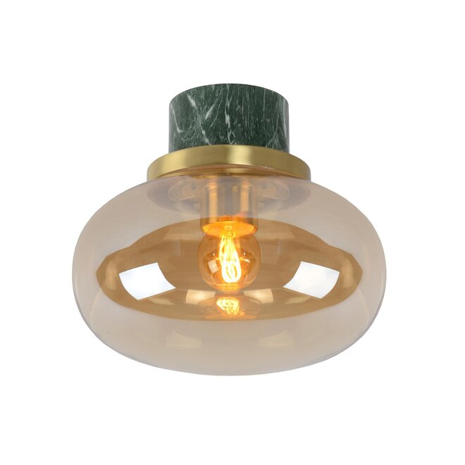 Lucide LORENA - Plafonnière Badkamer - Ø 23 cm - 1xE27 - IP44 - Amber