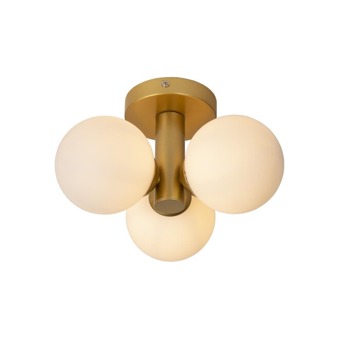 Lucide TRUDY - Plafonnière Badkamer - Ø 28 cm - 3xG9 - IP44 - Mat Goud / Messing