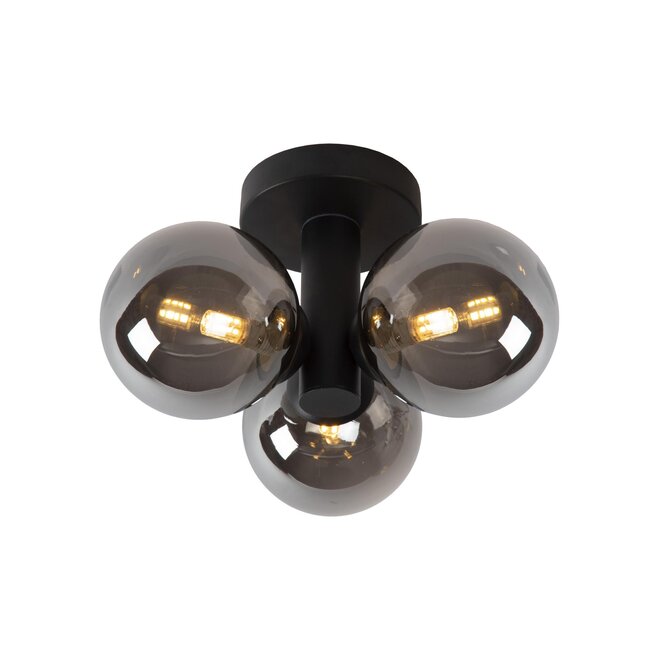 Lucide TRUDY - Plafonnière Badkamer - Ø 28 cm - 3xG9 - IP44 - Zwart