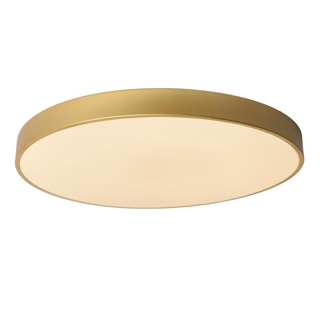 Lucide UNAR - Plafonnière - Ø 60 cm - LED Dimb. - 1x60W 2700K - 3 StepDim - Mat Goud / Messing
