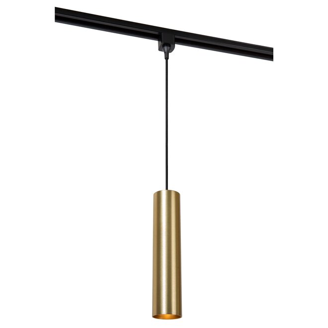 Lucide TRACK FLORIS Hanglamp - 1-fase Railsysteem / Railverlichting - 1xGU10 - Mat Goud / Messing (Uitbreiding)
