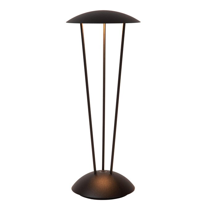 Lucide RENEE - Oplaadbare Tafellamp Buiten - Accu/Batterij - Ø 12,3 cm - LED Dimb. - 1x2,2W 2700K/3000K - IP54 - Met draadloos oplaadstation - Zwart