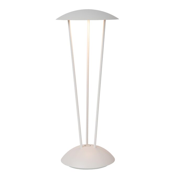 Lucide RENEE - Oplaadbare Tafellamp Buiten - Accu/Batterij - Ø 12,3 cm - LED Dimb. - 1x2,2W 2700K/3000K - IP54 - Met draadloos oplaadstation - Wit