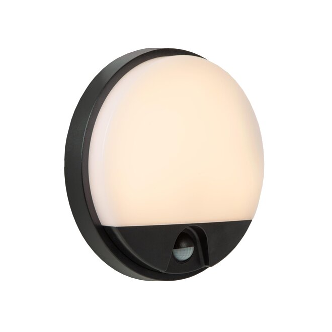 Lucide HUPS IR - Wandlamp Buiten - LED - 1x10W 3000K - IP54 - Beweging & dag/nacht sensor - Zwart