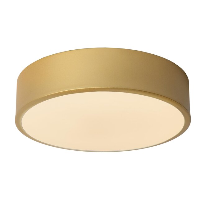 Lucide UNAR - Plafonnière - Ø 20 cm - LED Dimb. - 1x12W 2700K - 3 StepDim - Mat Goud / Messing