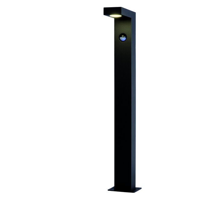 Lucide TEXAS-IR - Sokkellamp Buiten - LED - 1x7W 3000K - IP54 - Bewegingssensor - Antraciet