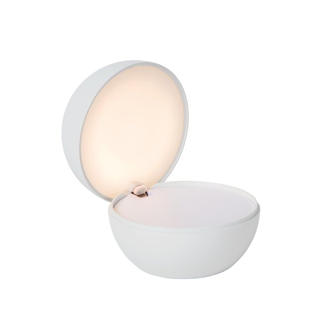 Lucide CLIPPER - Oplaadbare Tafellamp - Accu/Batterij - Ø 12 cm - LED - 1x2,2W 2700K - Wit